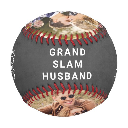 Personalisierte Fotos von Husband Grau Baseball (Rückseite)