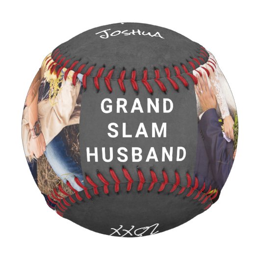 Personalisierte Fotos von Husband Grau Baseball (Vorderseite)