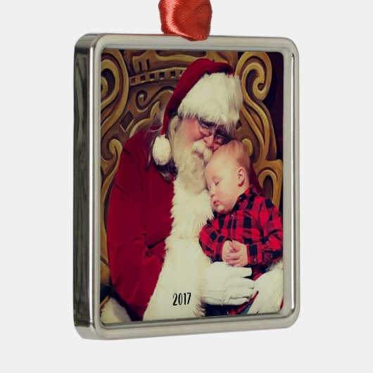 Personalisierte Fotoverzierung Silbernes Ornament (Rechts)