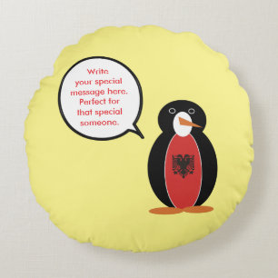 Personalisierte Fr. Pinguin Albanien  Rundes Kissen