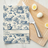 Personalisierte französische Blauer Toilprint Geschirrtuch (Viertel Falte)