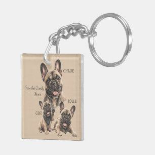 Personalisierte Französische Bulldogge Familiennam Schlüsselanhänger
