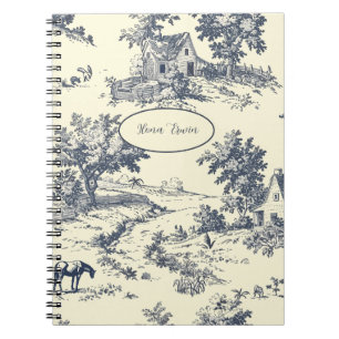 Personalisierte französische Farmhaus-Blau-Toile-d Notizblock