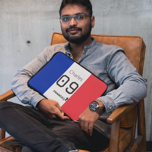 Personalisierte französische Flagge Fußballspieler Laptopschutzhülle