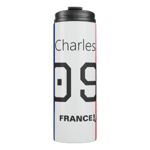 Personalisierte französische Flagge Fußballspieler Thermosbecher