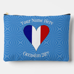 Personalisierte französische Flagge Herz Blau Hint Zubehörtasche