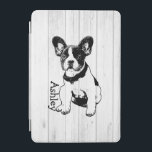 Personalisierte französische iPad mini hülle<br><div class="desc">Niedliche Grafik einer französische Bulldoggen-Mohnblume gegen rustikalen hölzernen Hintergrundentwurf mit kundengerechtem Text/Namen/Initiale/Monogramm. Sie können den Hintergrund löschen und leicht addieren, was Farbe Sie mögen: Klicken Sie an besonders anfertigen es, klicken button> oben an Edit > Background> A Menü von Farben aufkommt, wählt ein oder hereinkommt in einen Hexecode für jede...</div>