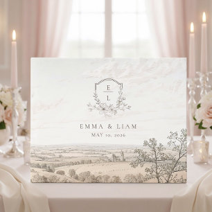 Personalisierte französische Landhochzeit Monogram Gästebuch