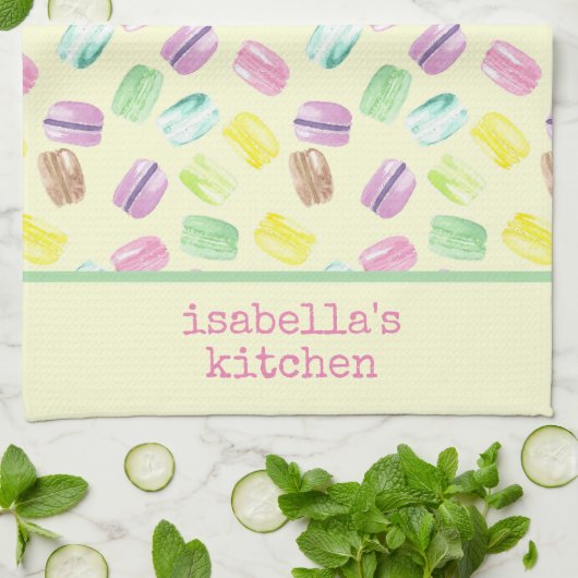 Personalisierte französische Macarons |Macaroons Geschirrtuch (Gefaltet)