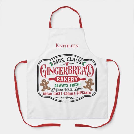 Personalisierte Frau Claus Weihnachtskochtbacken Schürze (Vorderseite)