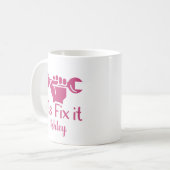 Personalisierte Frau Fix It Wrench Hand Coffee Tas Kaffeetasse (Vorderseite Links)