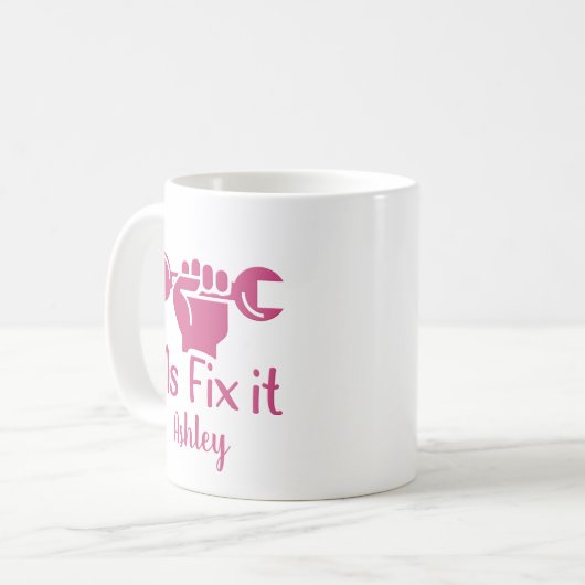 Personalisierte Frau Fix It Wrench Hand Coffee Tas Kaffeetasse (Vorderseite Links)