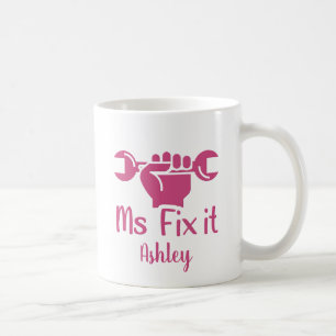 Personalisierte Frau Fix It Wrench Hand Coffee Tas Kaffeetasse