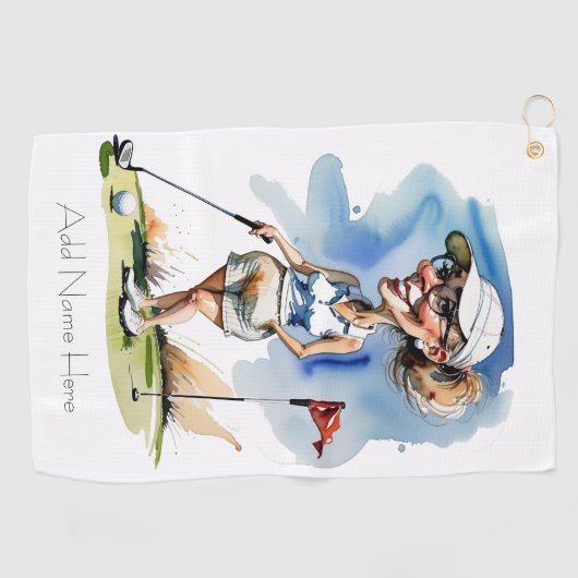 Personalisierte Frau Golfer Golf Handtuch (Horizontal)