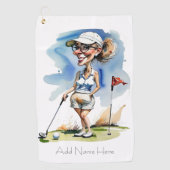 Personalisierte Frau Golfer Golf Handtuch (Vorderseite)