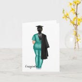 Personalisierte Frau in Scrubs Abschluss Card Karte (Gelbe Blume)