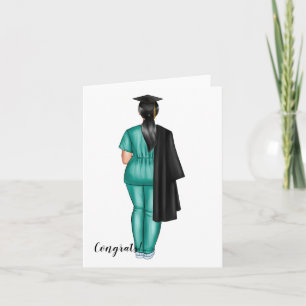 Personalisierte Frau in Scrubs Abschluss Card Karte