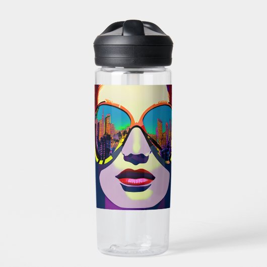 Personalisierte Frau in Sonnenbrille Reflektion St Trinkflasche (Vorderseite)