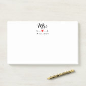 Personalisierte Frau mit Herz und Pfeil Post-it Klebezettel (Auf Schreibtisch)