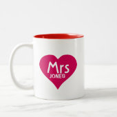 Personalisierte Frau Mug im roten Herzen Zweifarbige Tasse (Links)