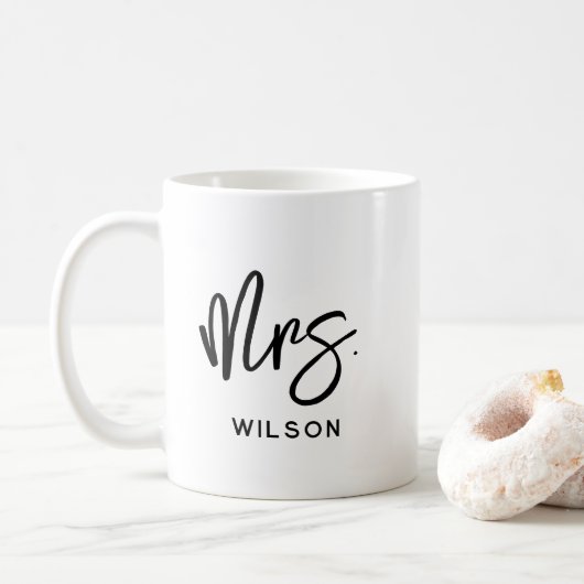 Personalisierte Frau Nachname Modern Kaffeetasse (Mit Donut)