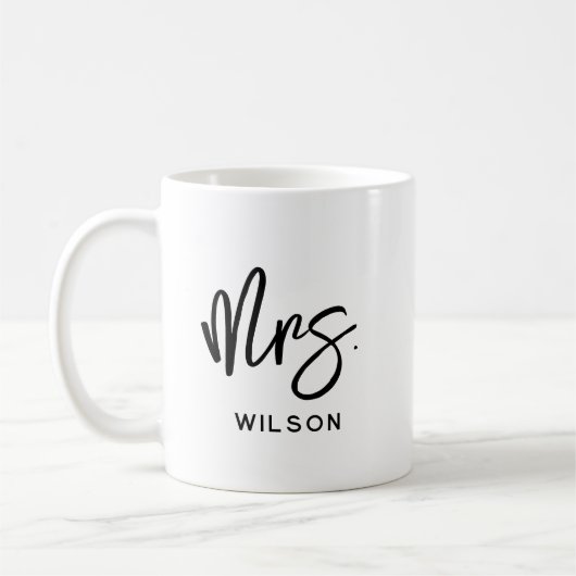 Personalisierte Frau Nachname Modern Kaffeetasse (Links)