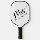 Personalisierte Frau Newlywed Typography Foto Pickleball Schläger (Vorderseite)