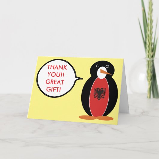 Personalisierte Frau Pinguin Albanien Danke (Vorderseite)