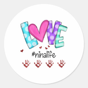 Personalisierte Frauenliebe Ninalife Kleine Hände Runder Aufkleber