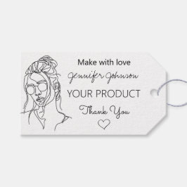 Personalisierte Frauenportrait Weißes Geschenketik Geschenkanhänger