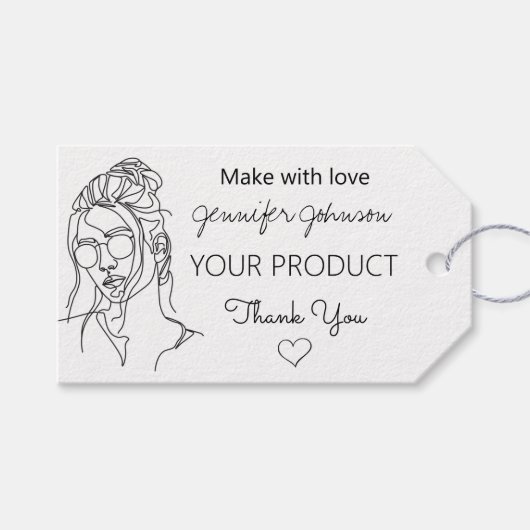 Personalisierte Frauenportrait Weißes Geschenketik Geschenkanhänger (Vorderseite (Horizontal))