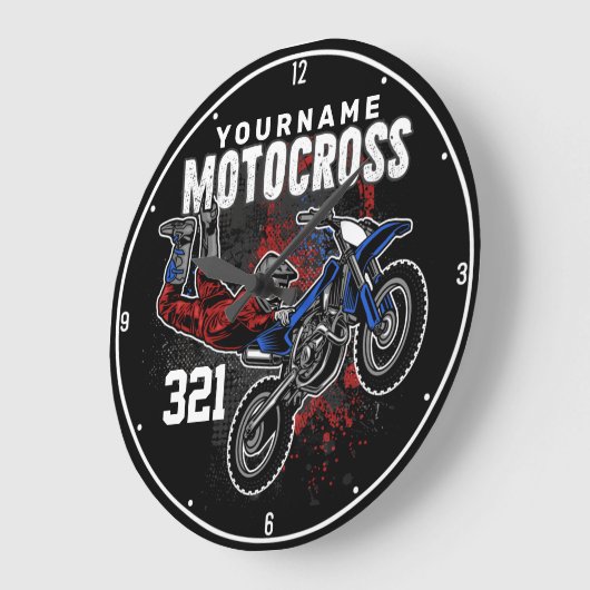 Personalisierte Freestyle Motocross Racing FMX Tri Große Wanduhr (Winkel)