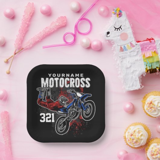 Personalisierte Freestyle Motocross Racing FMX Tri Pappteller (Party)