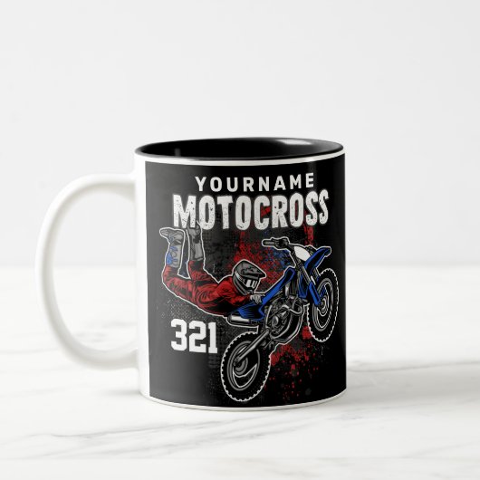 Personalisierte Freestyle Motocross Racing FMX Tri Zweifarbige Tasse (Links)
