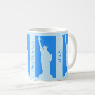 Personalisierte Freiheitsstatue New York USA Blue Kaffeetasse