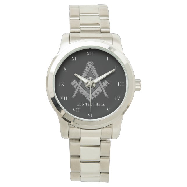 Personalisierte Freimaurergeschenk Square Compass  Armbanduhr (Vorderseite)