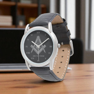 Personalisierte Freimaurergeschenk Square Compass Armbanduhr