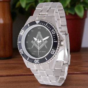 Personalisierte Freimaurergeschenk Square Compass  Armbanduhr