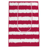 Personalisierte Freizeitgestaltung Rot, weiße Stre Mittlere Geschenktüte (Rückseite)