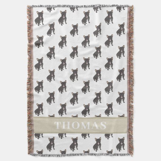 Personalisierte Frenchie (Black Brindle) Baby Blan Decke (Vorderseite Vertikal)