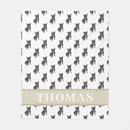 Personalisierte Frenchie (Black Brindle) Baby Blan Fleecedecke