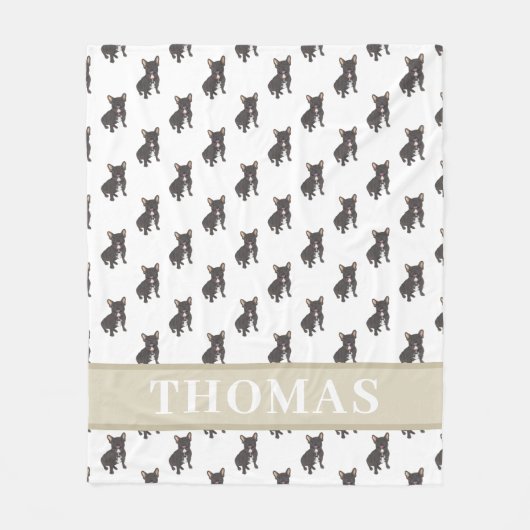 Personalisierte Frenchie (Black Brindle) Baby Blan Fleecedecke (Vorderseite)