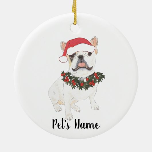 Personalisierte Frenchie (Weißröte) Keramik Ornament (Hinten)