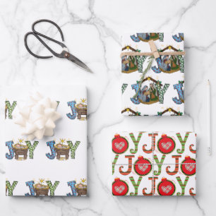 Personalisierte Freude Baby Jesus religiöses Weihn Geschenkpapier Set