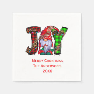 Personalisierte Freude-Gnome Frohe Weihnachten Par Serviette