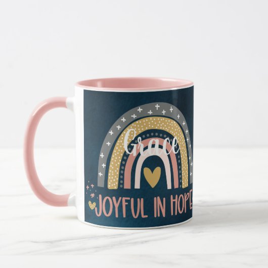 Personalisierte Freude in Hope Christlich Rainbow Tasse (Links)