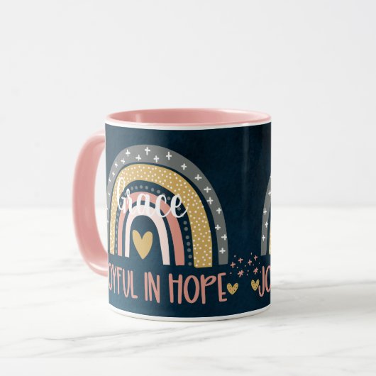 Personalisierte Freude in Hope Christlich Rainbow Tasse (Vorderseite Links)