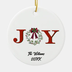 Personalisierte Freude mit Kranz Keramik Ornament