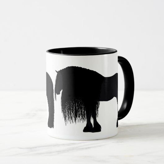 Personalisierte Friesian Horse Illustration Tasse (VorderseiteRechts)