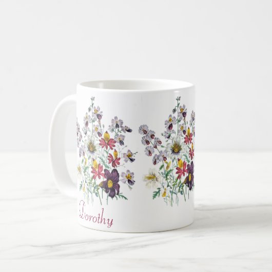 Personalisierte Fringeblumen/samtene Trompeten-Blu Kaffeetasse (Vorderseite Links)